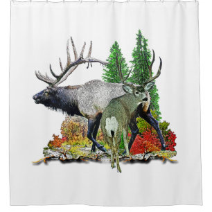 Rideaux De Douche Élans de Taureau et mâle de cerfs communs de mul