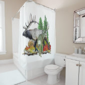 Rideaux De Douche Élans de Taureau et mâle de cerfs communs de mule (En situation)