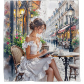 Rideaux De Douche Élégance des femmes parisiennes : Paris Café Stree (Devant)