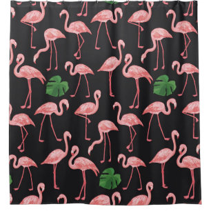 Rideaux De Douche Élégance Flamant rose : Fusion Monstera Vintage.