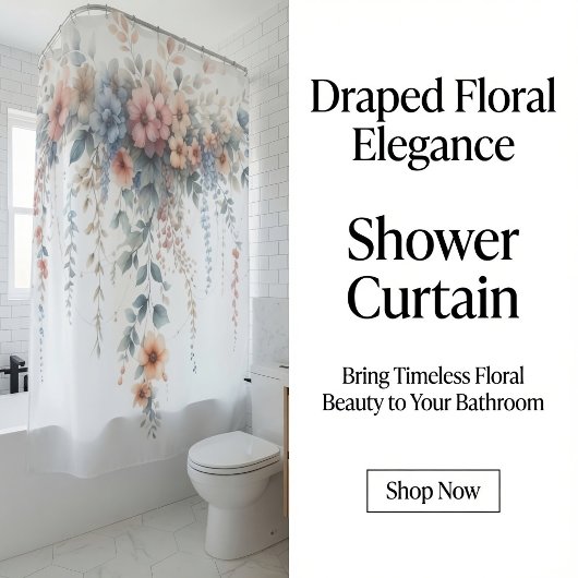 Rideaux De Douche Élégance Florale Drapée