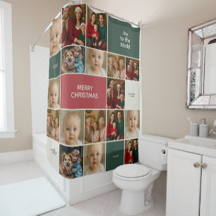 Rideaux De Douche élégance grand nombreuses images collage Noël