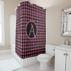 Rideaux De Douche Élégance vintage Diamant rose Gem Motif Monogramme