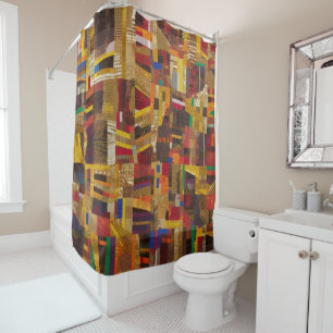 Rideaux De Douche Elégant Africain Kente Géométrique Art Contemporai