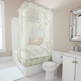 Rideaux De Douche Elégant Beach Cottage Seashells Conch Coque Décor