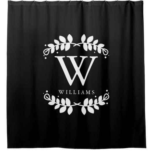 Rideaux De Douche Elegant Black and White Monogram (Devant)