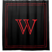 Rideaux De Douche Elegant Black &Red Initial Monogram  (Devant)