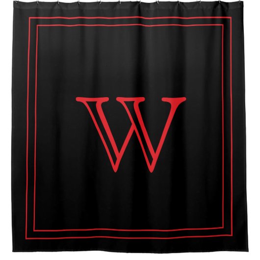 Rideaux De Douche Elegant Black &Red Initial Monogram (Devant)