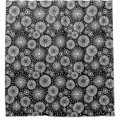 Rideaux De Douche Elegant Black White Geometric Flowers Starburst (Devant)