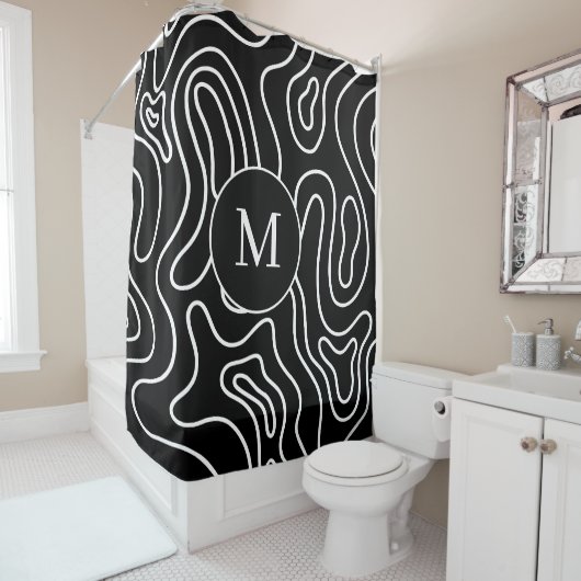 Rideaux De Douche Elegant Black white geometric texture personalizd (En situation)