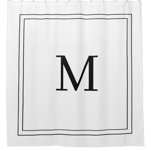 Rideaux De Douche Elegant Black &White Initial Monogram (Devant)
