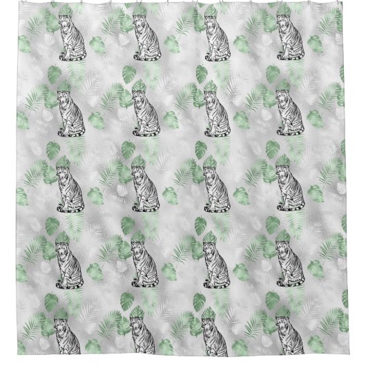Rideaux De Douche Elegant Black White Silver Tiger Pattern (Devant)