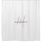 Rideaux De Douche Élégant blanc blanc blanc clair rose Script Monogr (Devant)