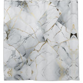 Rideaux De Douche Elégant blanc et doré marbré (Devant)