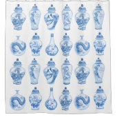 Rideaux De Douche Elégant bleu blanc Chinoiserie Ginger Jars Motif (Devant)