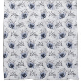 Rideaux De Douche Élégant bleu floral (Devant)