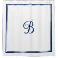 Élégant bleu marine Double bordure Monogramme