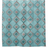 Rideaux De Douche Élégant bleu Turquoise Motif diamant sud-ouest (Devant)