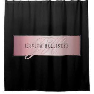 Rideaux De Douche Elégant Blush Faux Rose Gold Nom et initiales