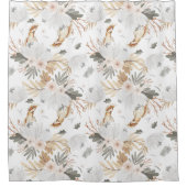 Rideaux De Douche Elégant Boho Aquarelle fleurs & oiseaux (Devant)