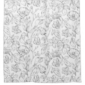 Rideaux De Douche Élégant Botanique Floral noir et blanc (Devant)