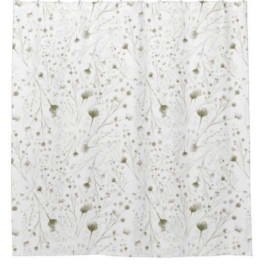 Rideaux De Douche Élégant Botanique Subtile Vert Floral Design (Devant)