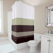 Rideaux De Douche Élégant Brown Foncé Et Vert (En situation)