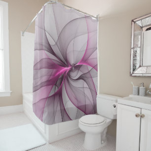 Rideaux De Douche Élégant Chaos Moderne Art Fractal Abstrait Rose
