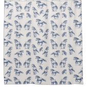 Rideaux De Douche Élégant Cheval Bleu Monogramme Cadeaux Initiaux (Devant)