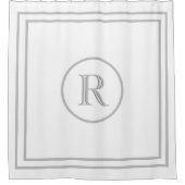 Rideaux De Douche Élégant chic blanc gris Trim Personnalisé Monogram (Devant)