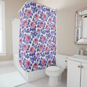 Rideaux De Douche Élégant Chic Fleurs romantiques Vintage Rose Motif
