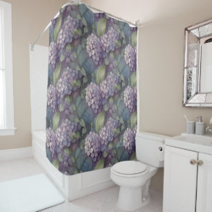Rideaux De Douche Elégant chic pourpre pourpre chic aquarelle fleuri