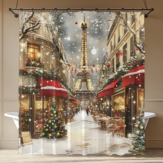 Rideaux De Douche Elegant Christmas in Paris Holiday