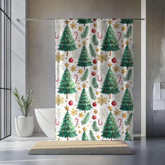 Rideaux De Douche Elegant Christmas Trees Minimalist Shower Curtain