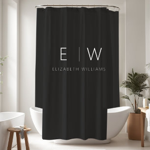 Rideaux De Douche Élégant classique minimaliste moderne noir blanc