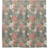 Rideaux De Douche Élégant Coral bleu vert vert Patten Floral (Devant)