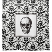 Rideaux De Douche Élégant crâne noir gothique damassé (Devant)