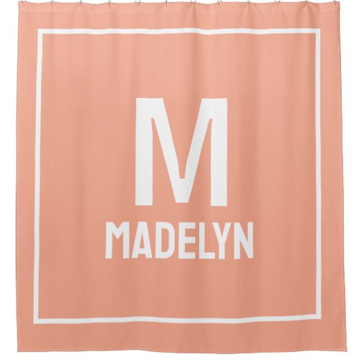 Rideaux De Douche Elegant Custom name Monogram Peach And white   (Devant)