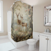 Rideaux De Douche Élégant Deer Antique Woodland Wildlife (En situation)