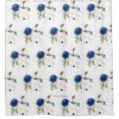 Rideaux De Douche Élégant Delicate Blue Gold Flowers Monogramme (Devant)