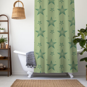Rideaux De Douche Élégant et élégant Olive Stars sur Sage Green