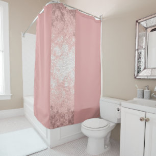 Rideaux De Douche élégant faux rose or rose rayures