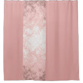 Rideaux De Douche élégant faux rose or rose rayures (Devant)