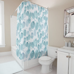 Rideaux De Douche Elégant Feuille bleu Ditsy Motif