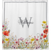 Rideaux De Douche Élégant Fleur sauvage Boho Custom Monogramme Nom (Devant)