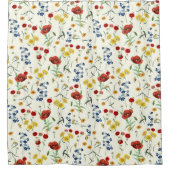 Rideaux De Douche Élégant Fleur sauvage moderne blanc (Devant)