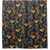Rideaux De Douche Élégant Fleur sauvage moderne noir (Devant)