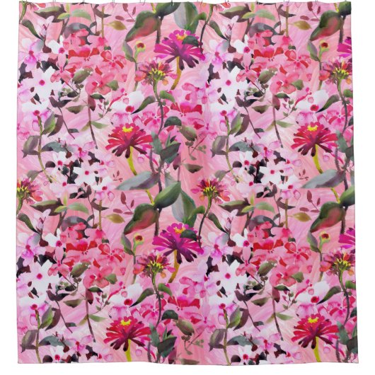 Rideaux De Douche Élégant floraison rose fleurie (Devant)