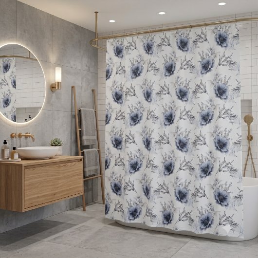 Rideaux De Douche Élégant floral bleu