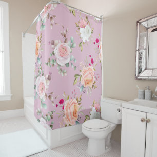 Rideaux De Douche Élégant floral rose simple